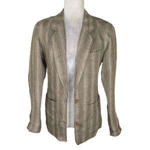 GUCCI Vintage 80s Striped Linen Blazer Jacket - 2